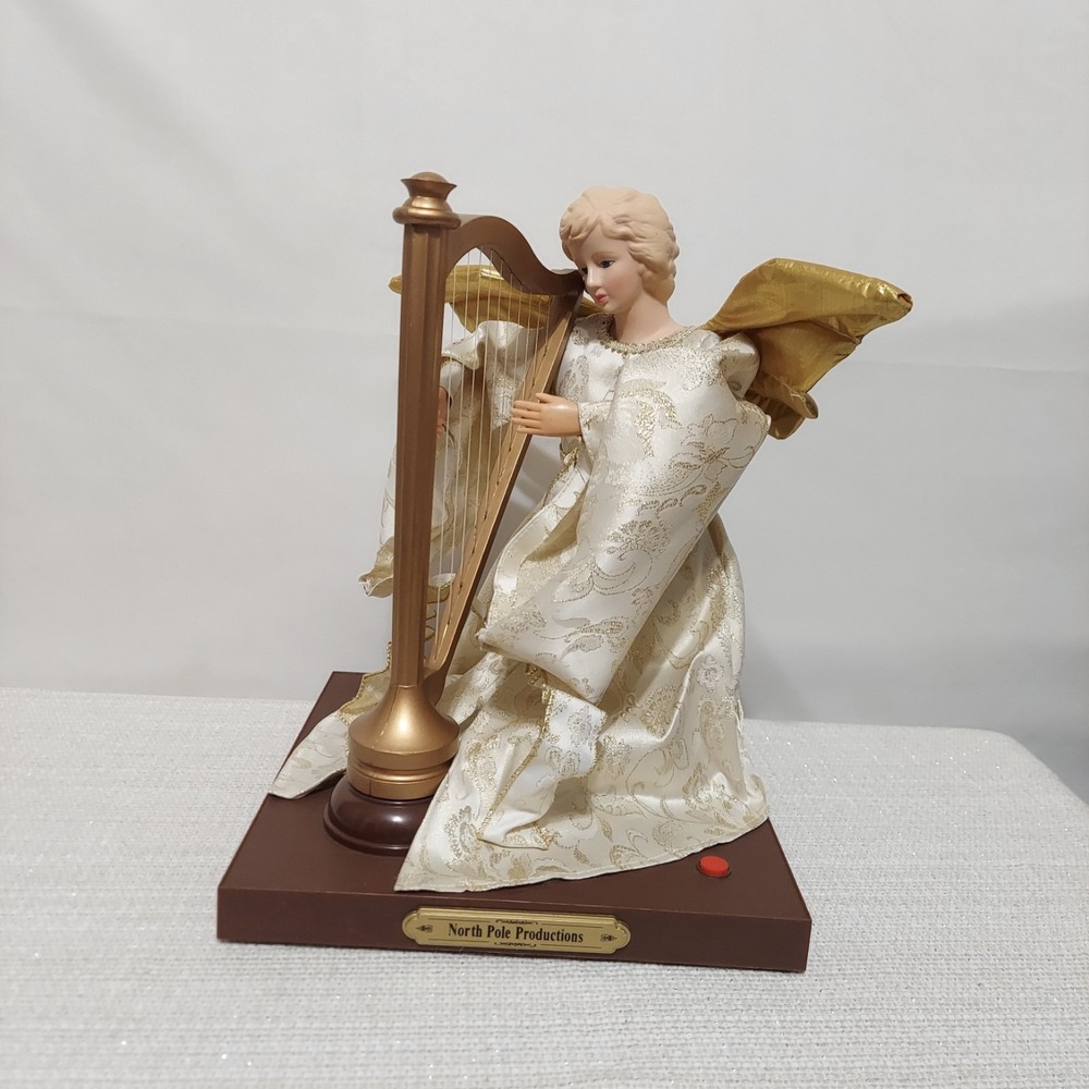 Holiday Time North Pole Productions‎ Animated Musical Angel With Harp 12"